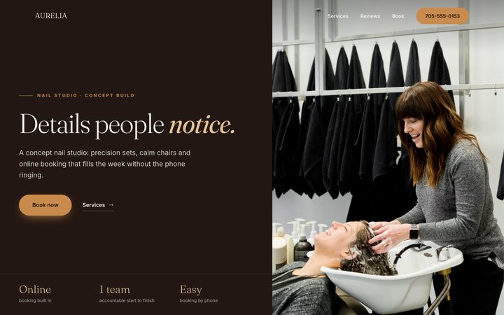 Aurelia Nail Studio — website design by Jobaki