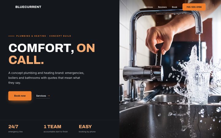 BlueCurrent Plumbing — website design by Jobaki