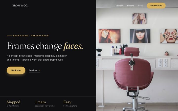 Brow & Co. Studio — website design by Jobaki