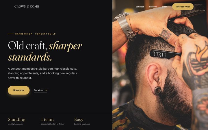Crown & Comb — website design by Jobaki