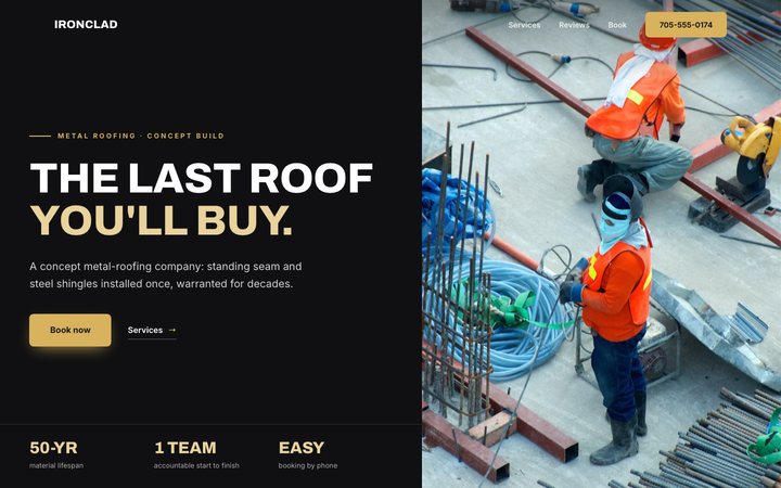 Ironclad Metal Roofing — website design by Jobaki
