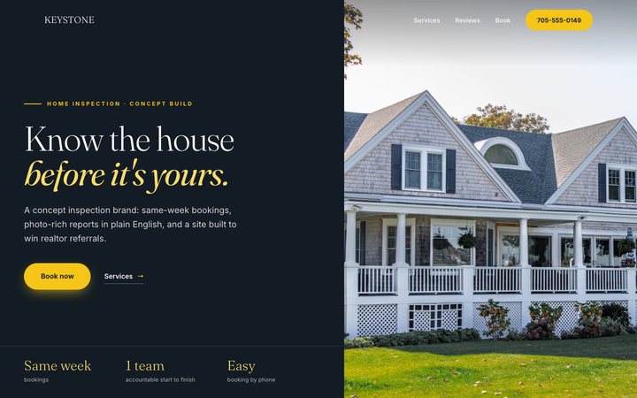 Keystone Home Inspections — website design by Jobaki