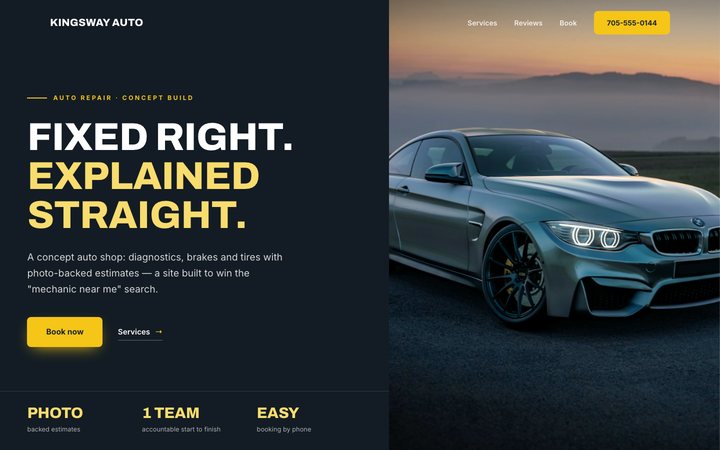 Kingsway Auto Works — concept website by Jobaki