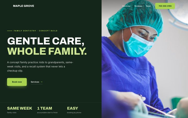 Maple Grove Dental — website design by Jobaki