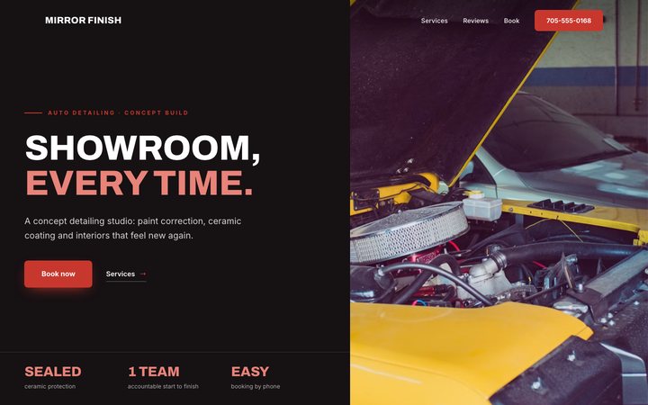 Mirror Finish Detailing — website design by Jobaki