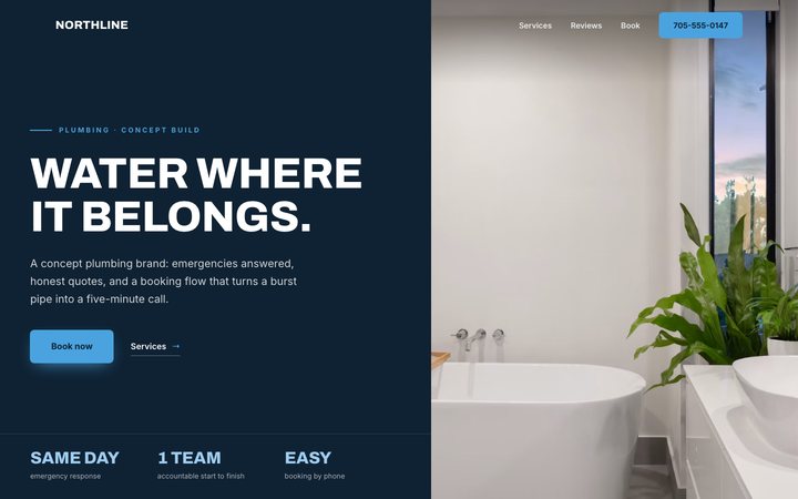 Northline Plumbing Co. — website design by Jobaki