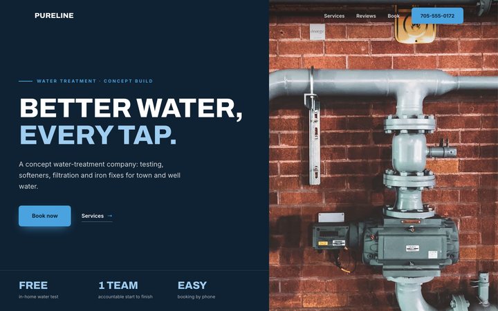 PureLine Water Systems — website design by Jobaki