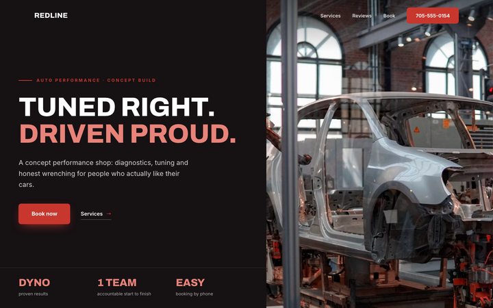 Redline Motor Works — website design by Jobaki