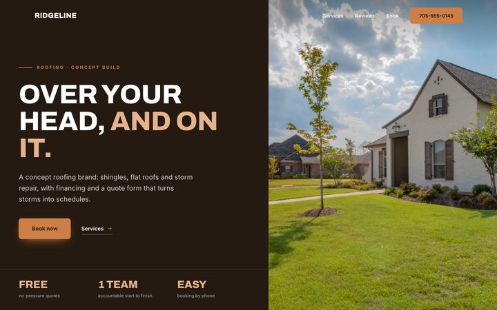 Ridgeline Roofing Co. — concept website by Jobaki