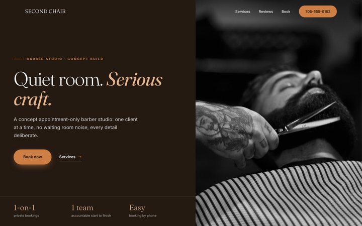 The Second Chair — website design by Jobaki