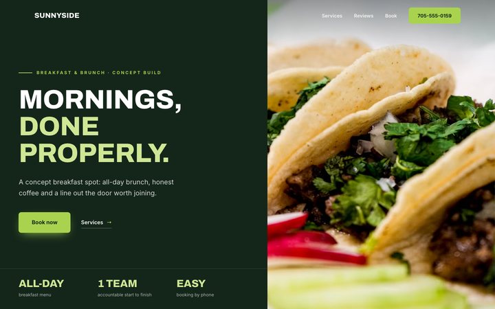 Sunnyside Kitchen — website design by Jobaki