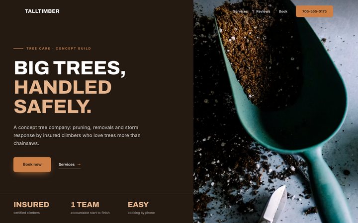 TallTimber Tree Care — website design by Jobaki