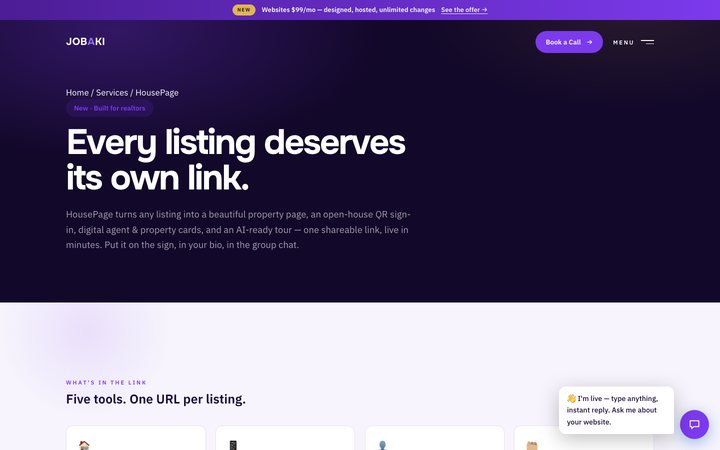 HousePage — website design by Jobaki